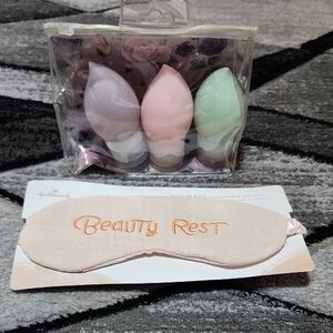 MY TAGALONGS SILICONE TRAVEL BOTTLES & HALLMARK EMBROIDERED EYE MASK BUNDLE